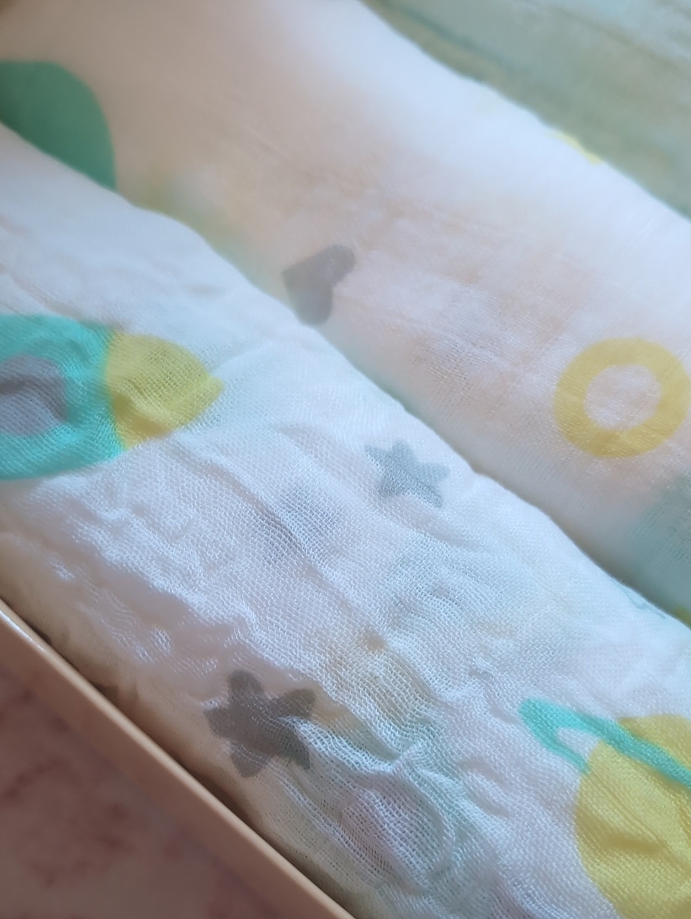 Viviland Muslin Swaddles - Mint green & Pastel Print (4 pcs) - Picture 4 of 5